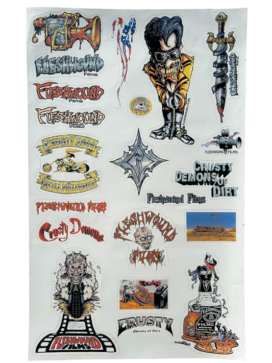 FLESHWOUND FILMS OG STICKER SHEET. OLD NEW STOCK LIMITED!!!!